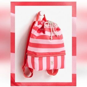 Victoria's Secret Red and Pink Striped Backpack
